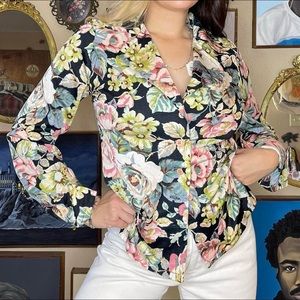 Vintage floral button down blouse